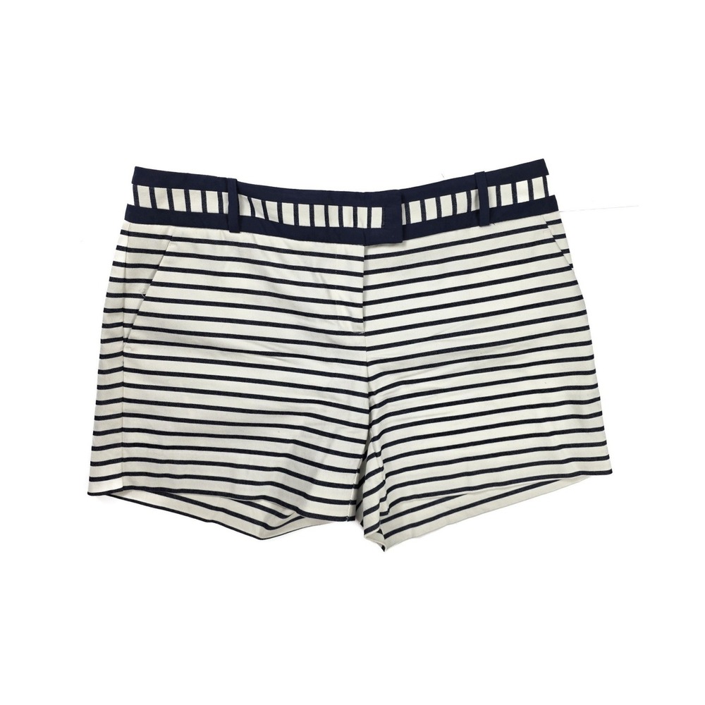 The Limited White & Black‎ Striped Flat Front Chino Shorts Women's Size 10 / 32